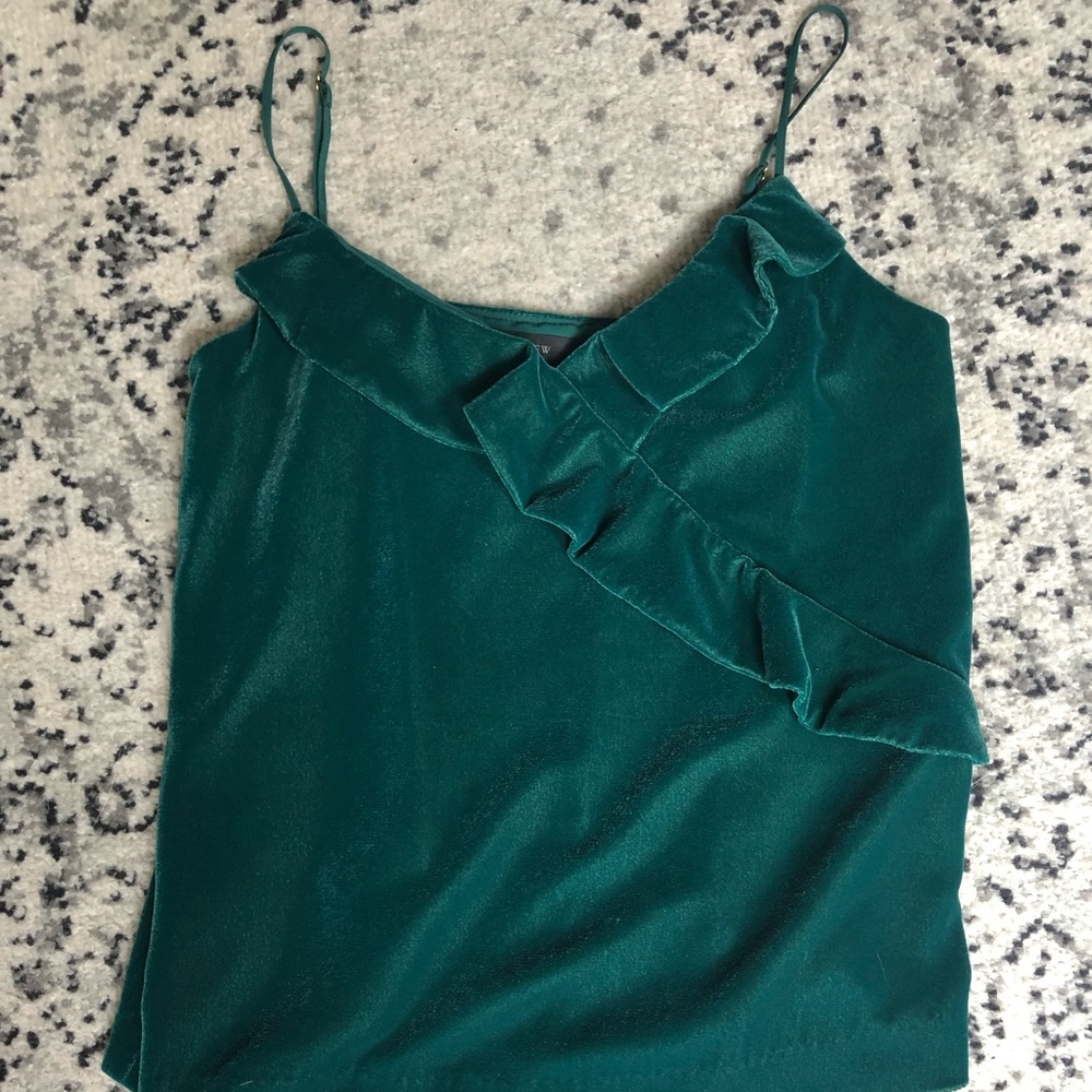 Jcrew green velvet cami - perfect for the Season!